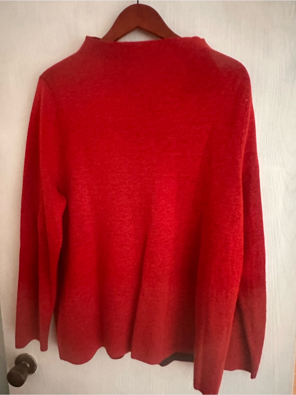 Eileen Fisher Red and Charcoal Reversible Cowl Neck Sweater